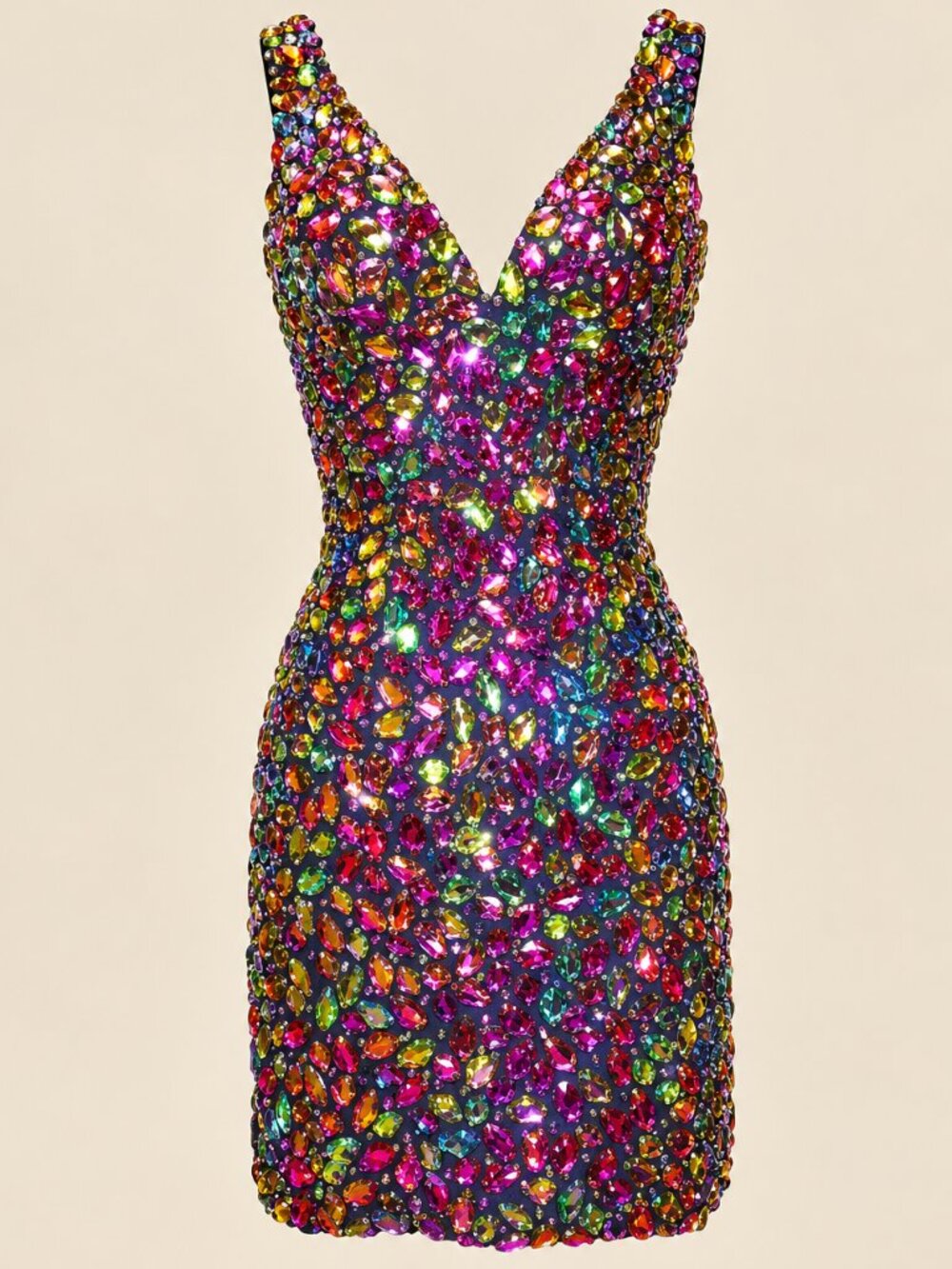 Stunning Couture Designer Crystals Beaded Runway Glamorous Cocktail Party Dress